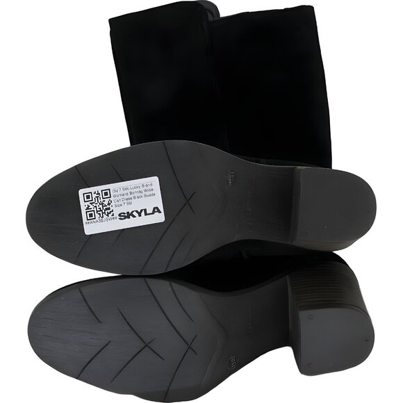 Lucky Brand Women's Black Suede Wide-Calf Boots 7.5M - Fast Shipping - Picture 6 of 6